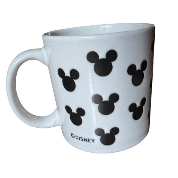 Disney Mickey Mouse Mug White Black Icon Silhouette Coffee Cup Ceramic Kitchen - Picture 1 of 6